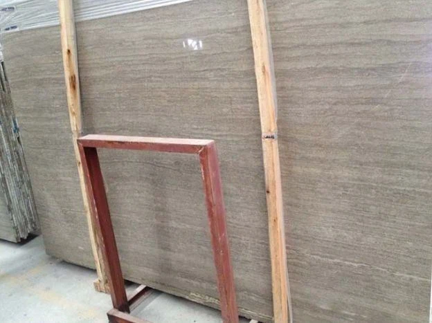 China Coffee Brown Wooden Grey Marble Slab