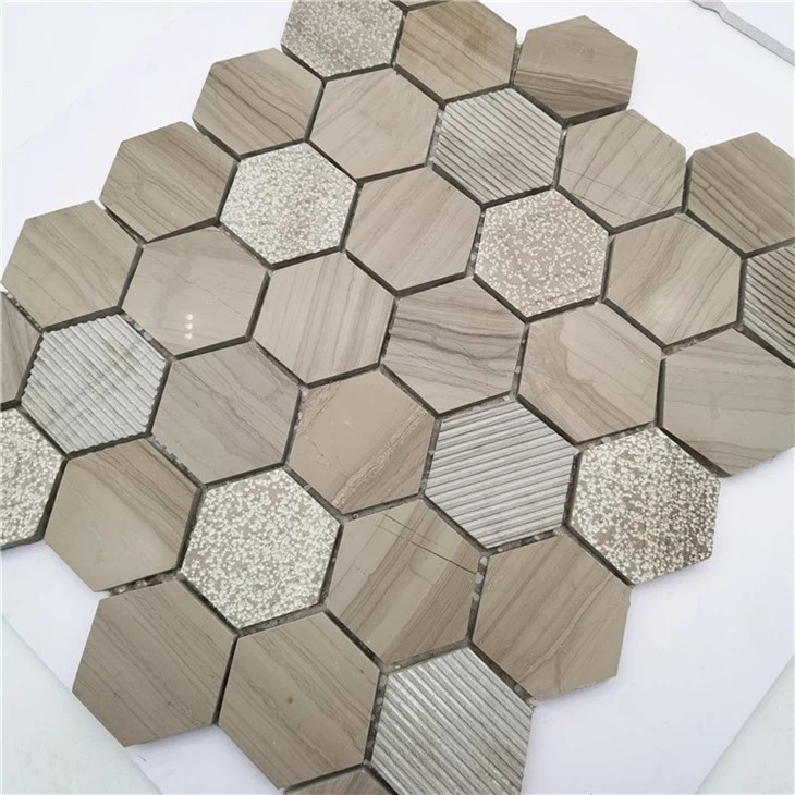 Brown Marble Daisy Mosaic Tile